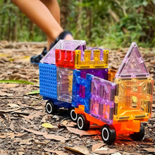 Load image into Gallery viewer, Magblox Twin Car Set with Wooden Wheels